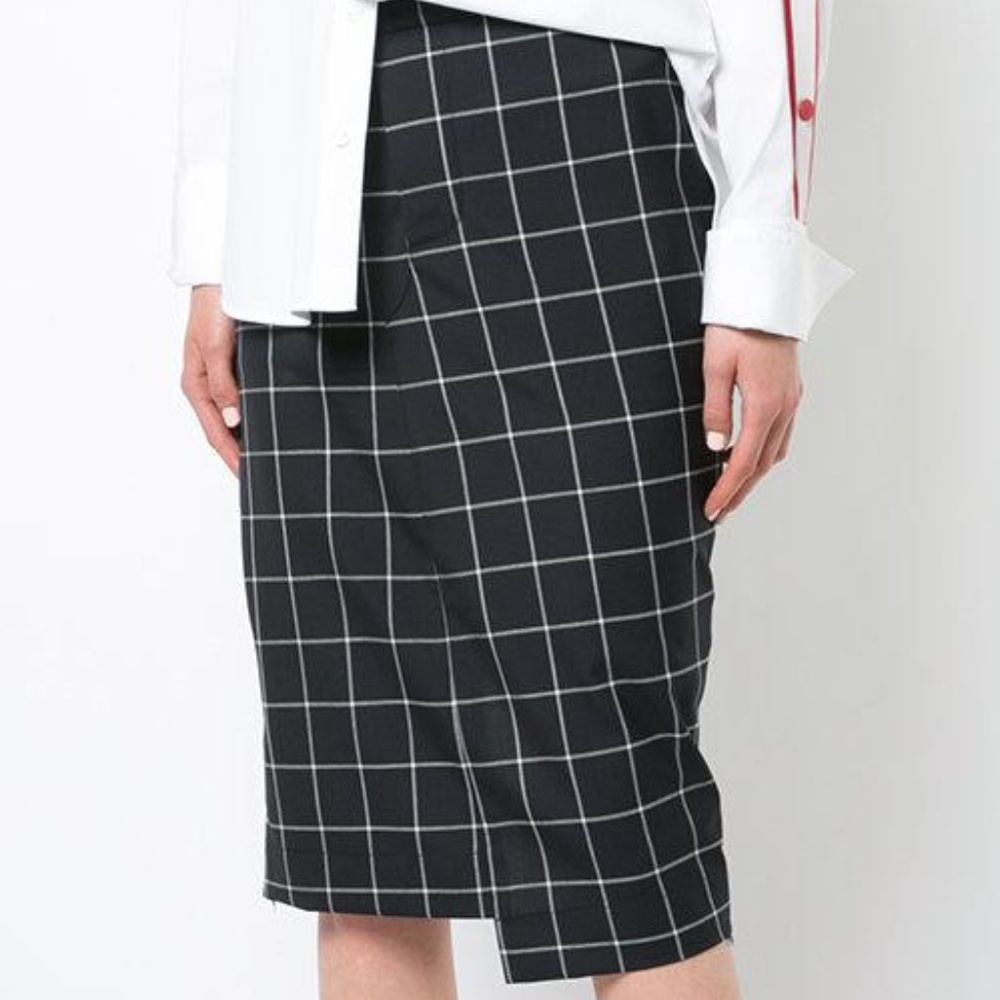 Monse Wool and Denim Panel Pencil Skirt US10 New
